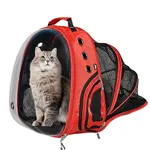 Buraq Back Expandable Astronaut Space Bubble Window Capsule Breathable Transparent Backpack Carrier for Cats | Small Puppy | Birds | Rabbits | Pets (Red, Astronaut Expandable Backpack)