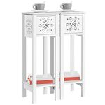 Yaheetech 2pcs Slim Bedside Table, Narrow Sofa Side End Table with Drawer & Shelf, Set of 2 Nightstand Storage Cabinet with Carved Design for Living Room/Bedroom/Small Space, 25×25×73.5cm, White