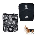 Andiker Dog Nappies, Reusable Female Dog Panties, Adjustable and Washable Protective Pants for Monthly Bleeding Female Pets (Paw Prints, S)