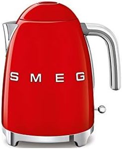 Smeg 1.7L Electric Kettle 2400W, Original Italian Brand, Patented Smeg Color, Highest Food Grade Stainless Steel Full Body, Soft Lid Opening System, Luxury 50's Style (Red)