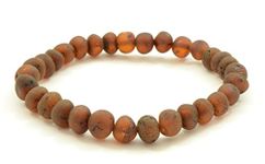 AmberJewelry Raw Baltic Amber Adult Bracelet Made on Elastic Band - Genuine Raw Baltic Amber Beads - 7 inches Handmade Raw Cognac Amber Beads Bracelet Pulsera de ámbar báltico, 7 inches (18 cm), Baltic Amber, Elastic Band, Amber