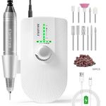 Electric Nail Drill, NAILGIRLS Portable Rechargeable Nail Drill Machine 35000RPM Professional Manicure Pedicure Nail E File Kit with 11 Bits Electric Nail Files for Acrylic Nails and Gel Nails,White