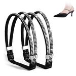 TecoKart Detachable High Heels Shoelace Women，Rhinestone Elastic High Heel Anti-Loose Straps，Elastic High Heels Shoe Straps Black Base with White Diamonds (White Diamond Black Bottom 2Pcs)