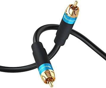 BlueRigger RCA Audio Subwoofer Cable (1M, Dual Shielded, Gold Plated RCA to RCA Connectors) – for Subwoofer, Amplifier, Home Theater