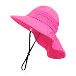 XIAOHAWANG Baby Sun Hats Toddler UPF 50+ Hat for Girl Boy Beach hat Kid Bucket Cap Infant Summer Caps Neck Flap (M(2-6 Years), Rose)