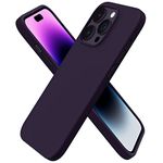 ORNARTO Compatible with iPhone 14 Pro Case 6.1, Slim Liquid Silicone 3 Layers Full Covered Soft Gel Rubber Case Protective Cover 6.1 inch-Elderberry