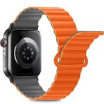 Anlinser Compatible with Apple Watch Band 46mm 45mm 44mm 42mm 41mm 40mm, Double Side Reversible Magnetic Bracelet Strap with Loop for iWatch Ultra 2 SE Series 9 8 7-1(49/46/45/44, Gray/Orange)