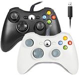 Reiso Xbox 360 Controller, 7.2 ft USB Wired PC Controller Compatible with Microsoft Xbox 360 & Slim 360 PC Windows (Black and White)