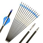 Spine 400 Arrow 30 Inch Arrow Target Practice Arrow Hunting Arrow Carbon Arrows Compound Bow Recurve Bow Adult Youth Archery Indoor Outdoor Shooting Field Tip 12pc