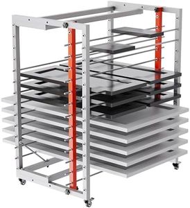 Sytekor Drying Painting Rack for Cabinet Doors – 13-Tier Metal Panel Stand with Locking Wheels and Adjustable Depth