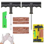 NOOGUI Tyre repair kit, Fix in 15 min, Car puncture repair kit, Valid for all types of tires, Puncture repair kit car, Composed of 5 Strips, 1 Spiral T-Tool, 1 Insertion T-Tool and 2 Gloves