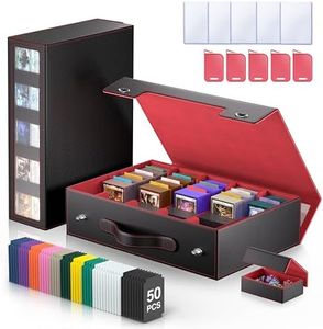 MORCCO Trading Card Storage Box 3900+ with Handle, Black Red