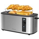 Anfilank Long Slot 4 Slice Toaster, Countdown Timer, 6 Browning Settings, Cancel/Bagel/Defrost Functions, Built-in Warming Rack, Removable Crumb Tray, Extra-Wide Long Slots - Stainless Steel