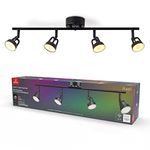 Globe Electric 57503 Wi-Fi Smart 4-Light LED Track Lighting, Matte Black, No Hub Required, Voice Activated, 7W, Multicolor Changing RGB, Tunable White 2000K - 5000K, 400 Lumens, 50,000 Hours, 80 CRI