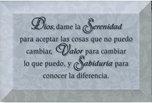 Dios Dame La Serenidad - Serenity Prayer - Inspirational Saying in Spanish 4"x6" Glass Plaque with Easel