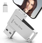 256GB iPhone Photo Stick 4 in1 USB Flash Drive for iPhone14/13/12/11/iPad,iPhone USB Memory Stick,USB Drive,iPhone Storage Stick (Silver)