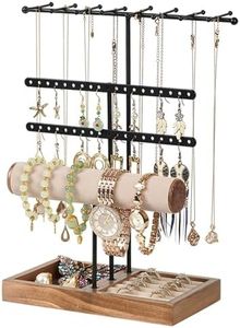 Rubessia Joyero, Expositor de Joyas, Organizador de Joyas de Metal y Madera, Soporte de Joyería, Expositor de Pendientes, Organizador de Pendientes para Collares, Pulseras, Pendientes, Anillos (A)