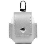 SumacLife Drop Proof Vegan Leather Protective Pouch Pocket with Carbiner Other for Apple Airpod - Silver