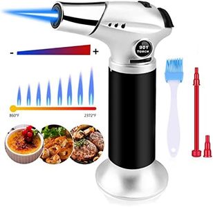 Butane Torch, Kitchen Blow Torch Cooking Torch Lighter Refillable with Safety Lock and Adjustable Flame for Creme Brulee, Baking, BBQ, DIY Soldering (Butane Gas Not Included)