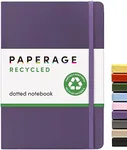 PAPERAGE Recycled Dotted Journal Notebook, (Plum), 160 Pages, Medium 5.7 inches x 8 inches - 100 GSM Thick Paper, Hardcover