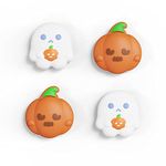 PlayVital Thumb Grips Caps for Nintendo Switch, Thumb Grips Covers for Nintendo Switch Lite, Joystick Caps for Switch OLED, Thumbstick Grips Analog Cover for Switch/Switch OLED - Spooky Ghost Pumpkin