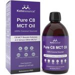 Ketosource Pure C8 MCT Oil | Boosts Ketones 4X Versus Other MCTs | Highest 99%+ Purity | 100% Coconut | Keto Diet, Fasting, Vegan Safe & Gluten Free | Premium Lab Tested Purity | Caprylic Acid | 500ml