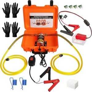SYHXYSOO 100W Electric Oil Change Extractor Pump, 1-4L/min Oil Transfer Pump for Engine/Transmission/Gear Oil Change, Compatible with Milwaukee M18 Battery(Oil Pump-B+Red Adapter)