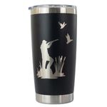 Duck Hunting Gear, 20oz Thermal Coffee Mug Matte Black, Quail Hunting Gifts for Men, Travel Coffee Tumbler (Black)