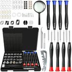 67 Piece Eye Glasses Repairing Kit, Magnetic Eyeglass Repair Tool Set with 16 Multiple Size Screws, 8 Precision Screwdrivers, Nose Pads, Ear Grips and Tweezer for Glasses Sunglasses Watches