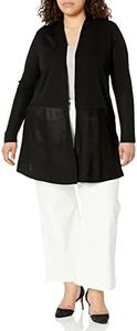 Anne Klein Women's Plus Size Long Cardigan W/Waist Seam-Anne Black, Asphalt, XXL Plus