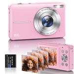 Digital Camera, 1080P FHD 44MP Kids Digital Camera (No memory card), Rechargeable Compact Camera with 16X Digital Zoom Camera for Kids, Boys Girls, Adult,Teenagers, Students, Beginners (Pink)