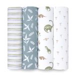 aden + anais Essentials Disney Baby Muslin Swaddle Blankets, Newborn Receiving Blanket for Swaddling, 100% Cotton Baby Swaddle Wrap, 4 Pack, Dino Jungle