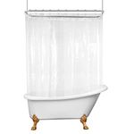 Riyidecor Clawfoot Tub Shower Curtain Liner Wrap Around Bathtub Clear 180x70 Inch PEVA All Around Freestanding Surround Oval Round Extra Wide Bathroom Vintage Antique 32 Pack Shower Hooks Heavy Duty