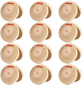 Licogel Wooden Castanet Percussion Instrument - 12PCS Hand Finger Castanets Party Favors Spanish Wood Castanets Classroom DIY Rhythm Music Musical Instrument for Kids Children Adults