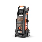 Black & Decker BXPW2500DTS Pressure Washer, Lance, Twin Rotary Nozzles, 1 Jet Adjustable Jet Nozzle, 8m Hose, Hose Reel, 0.4L Foam Nozzle, Dualtech System, Black & Orange