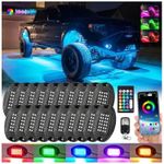 20 Pods Segmented Metal RGB LED Rock Lights Kit with APP/RF Remote Control, Upgraded Underglow Light Waterproof Bright Multi Color 12v Alloy Underbody Light for Trucks Pickup Jeep ATV UTV Golf Cart
