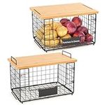 2 Pack Stackable Wire Baskets with 