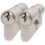 Yale KM3550-NP-KA Euro Double 1 Star Kitemarked Cylinder, 3 Keys Supplied, High Security, Boxed, Suitable for All Door Types, Nickel Finish, 35:10:50 (95 mm), Pack of 2