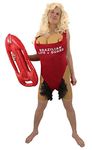 MENS STAG NIGHT NOVELTY LIFEGUARD FANCY DRESS COSTUME - BRAZILIAN BABS LIFEGUARD OUTFIT & RED FLOAT - PERFECT FOR BEACH LIFE GUARD FILM STAG PARTY FANCY DRESS COSTUME