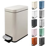 5 Liter/1.3 Gallon Slim Small Trash Can with Lid Soft Close, Stainless Steel Garbage Can for Bathroom Bedroom Office, Rectangular Step Trash Bin with Removable Inner Waste Basket (Champagne)