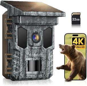 VIDVIS WiFi Solar Trail Camera, Rechargeable 4K 64MP Trail Cam with Night Vision Motion Activated Waterproof IP66, 0.2s Trigger Game Cam with 850nm Low Glow Infrared LEDs, 32GB SD Card
