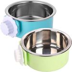 kathson Crate Dog Bowl,Removable Stainless Steel Hanging Pet Cage Bowl Food Water Feeder Coop Cup for Cat,Puppy,Birds and Other Small Pets(2 Packed)