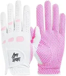Amy Sport Womens Golf Glove Pair Both Hands Golf Gloves Women Right Handed Golfer Left Hand Ladies Rain Grip All Weather Pink Size Small Medium Large XL (Small, 1 Pair)