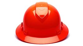 Pyramex Ridgeline Full Brim Hard Hat 4 Point Ratchet Hi Vis Orange Vented