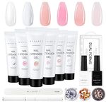 Makartt Jelly Poly Nail Gel Kit, 6 Summer Colors 15ML Translucent Nail Extension Gel Builder Gel with Slip Solution All-in-one Nail Art Kit for Nail Salon and DIY at Home