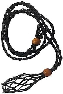 CIFIBIFUN Extra Super Large Black Necklace Cord Crystal Holders Handmade Quartz Cage, Diy Bracelet Jewelry Making Adjustable Wooded Beads (Extra Large)