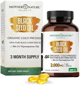 Mother Nature - Organic Black Seed Oil Capsules, 3 Month Supply, Cold Pressed, High TQ, 100% Turkish, Black Cumin Nigella Sativa Oil for Immune Support, Joint, Digestive Health,1000mg Capsule, 180ct