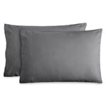 Bare Home Standard Flannel Pillowcase Set - 100% Cotton - Velvety Soft Heavyweight - Double Brushed Flannel (Standard Pillowcase Set of 2, Grey)