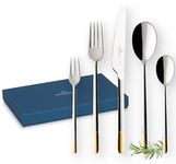 Villeroy & Boch - Ella Partially Gold-Plated Cutlery Set 30 Pieces Stainless Steel, Dishwasher Safe, Cutlery Set for 6 People, Tableware, Dinnerware, Stainless Steel
