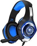 BlueFire Stereo Gaming Headset for Playstation 4 PS4, Over-Ear Headphones with Mic and LED Lights for PS5, Xbox One, PC, Laptop(Blue)